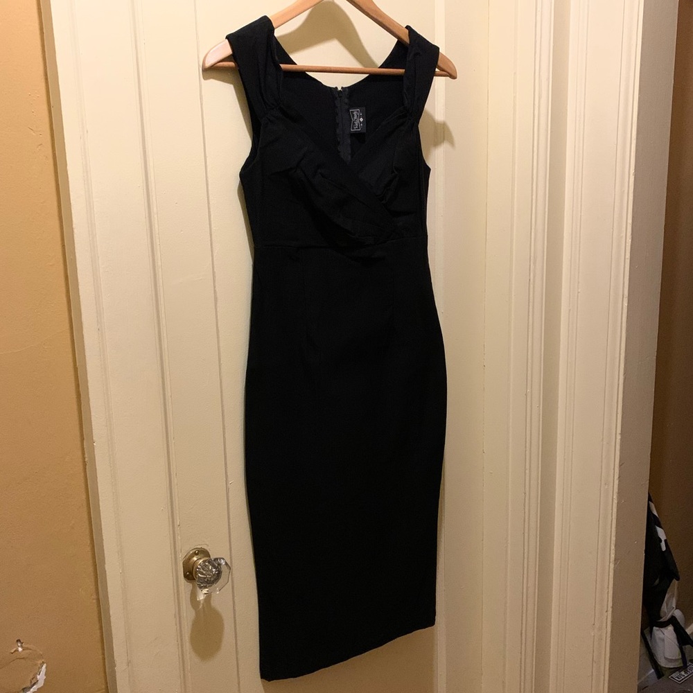 Rock Steady Black form fitting midi dress